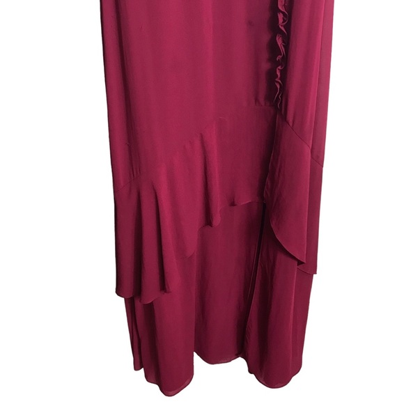 Lulu’s Pour the Champagne Burgundy Ruffled‎ Backless Maxi Dress Small - Picture 7 of 8